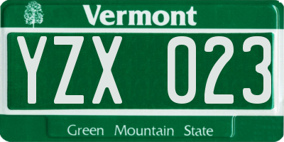 VT license plate YZX023