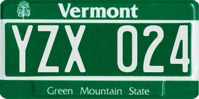 VT license plate YZX024