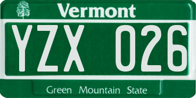 VT license plate YZX026