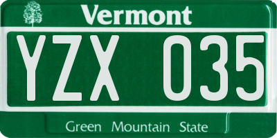 VT license plate YZX035