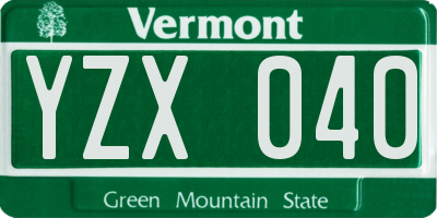 VT license plate YZX040