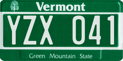 VT license plate YZX041