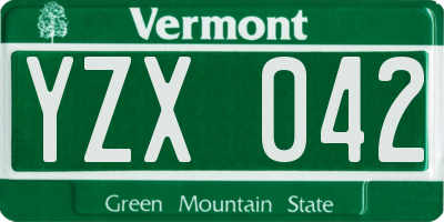 VT license plate YZX042