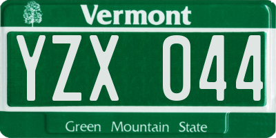 VT license plate YZX044