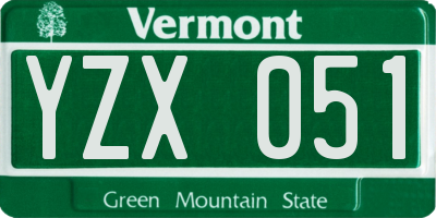 VT license plate YZX051