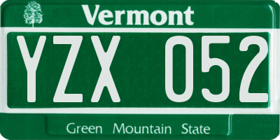 VT license plate YZX052