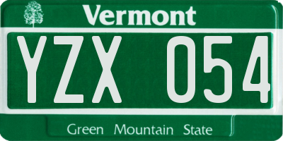 VT license plate YZX054