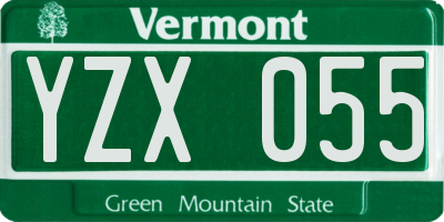 VT license plate YZX055