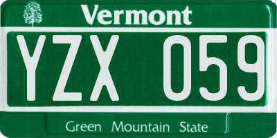 VT license plate YZX059