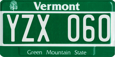 VT license plate YZX060