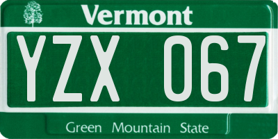 VT license plate YZX067
