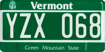 VT license plate YZX068