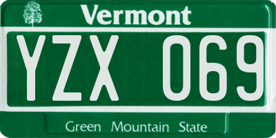 VT license plate YZX069