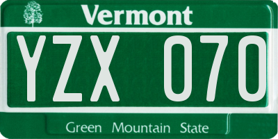 VT license plate YZX070