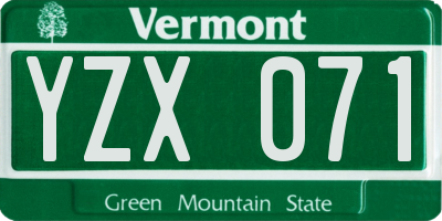 VT license plate YZX071