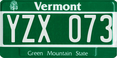 VT license plate YZX073