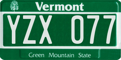 VT license plate YZX077