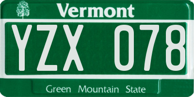 VT license plate YZX078
