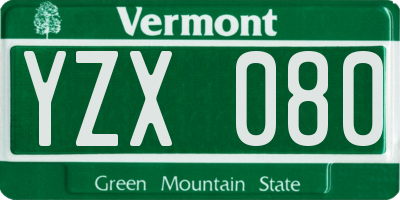 VT license plate YZX080