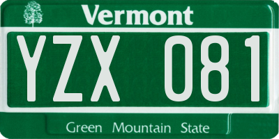 VT license plate YZX081