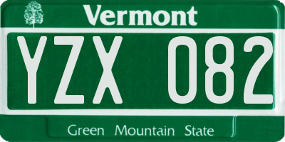 VT license plate YZX082