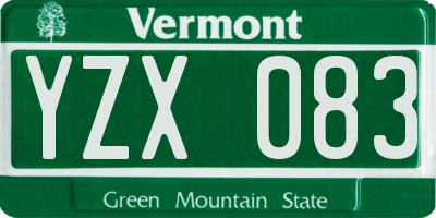 VT license plate YZX083