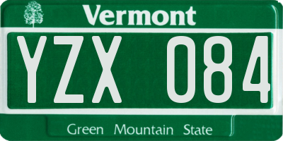 VT license plate YZX084