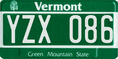 VT license plate YZX086