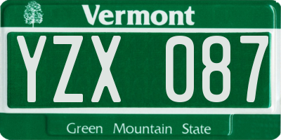 VT license plate YZX087