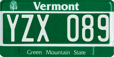 VT license plate YZX089