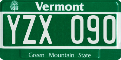 VT license plate YZX090