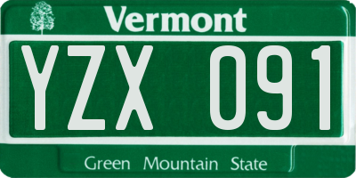 VT license plate YZX091