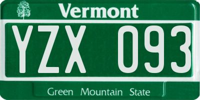 VT license plate YZX093