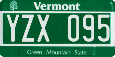 VT license plate YZX095