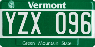 VT license plate YZX096