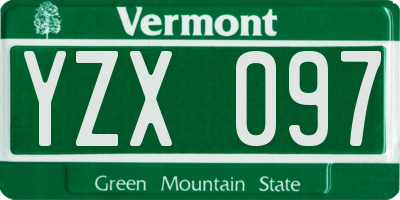 VT license plate YZX097