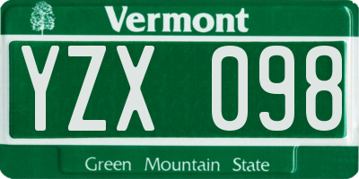 VT license plate YZX098