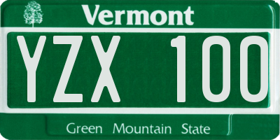 VT license plate YZX100