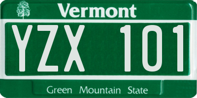 VT license plate YZX101