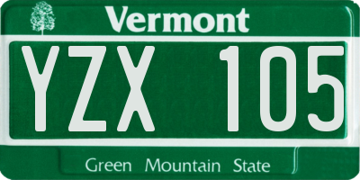 VT license plate YZX105