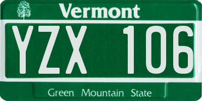 VT license plate YZX106