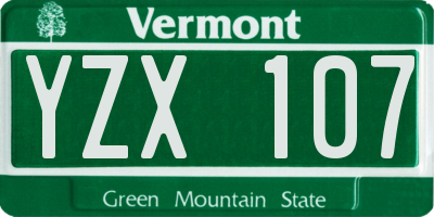 VT license plate YZX107