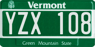 VT license plate YZX108