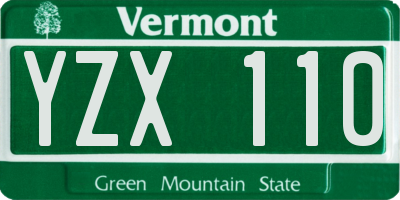 VT license plate YZX110