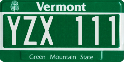VT license plate YZX111