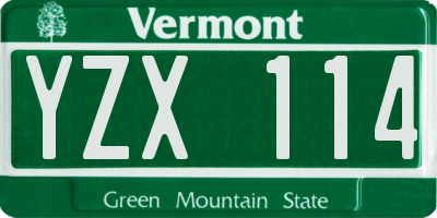VT license plate YZX114