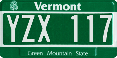 VT license plate YZX117