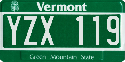 VT license plate YZX119