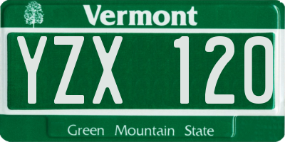 VT license plate YZX120