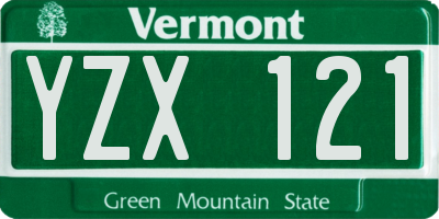 VT license plate YZX121